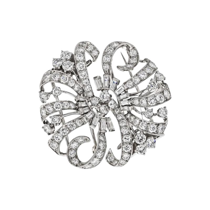  Tiffany Co TIFFANY CO PLATINUM 7 20CTTW DIAMOND DOUBLE CLIP BROOCH