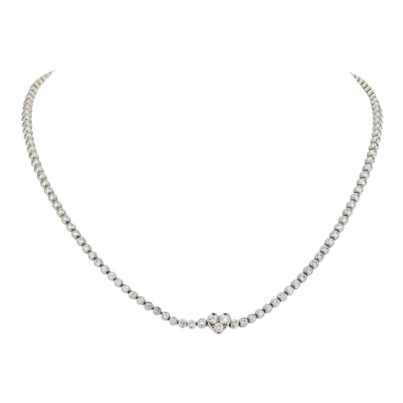  Tiffany Co TIFFANY CO PLATINUM 8 CARAT BEZEL SET DIAMOND NECKLACE