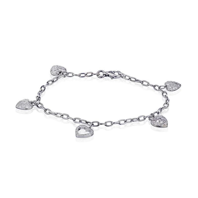  Tiffany Co TIFFANY CO PLATINUM DIAMOND HEART CHAIN CHARM BRACELET