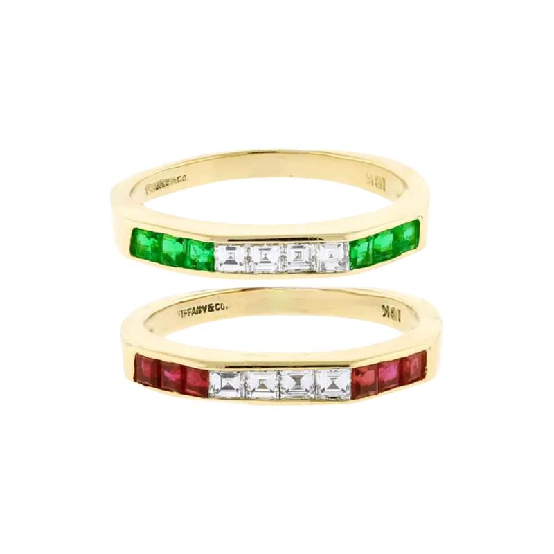  Tiffany Co TIFFANY CO RUBY EMERALD AND DIAMOND BANDS