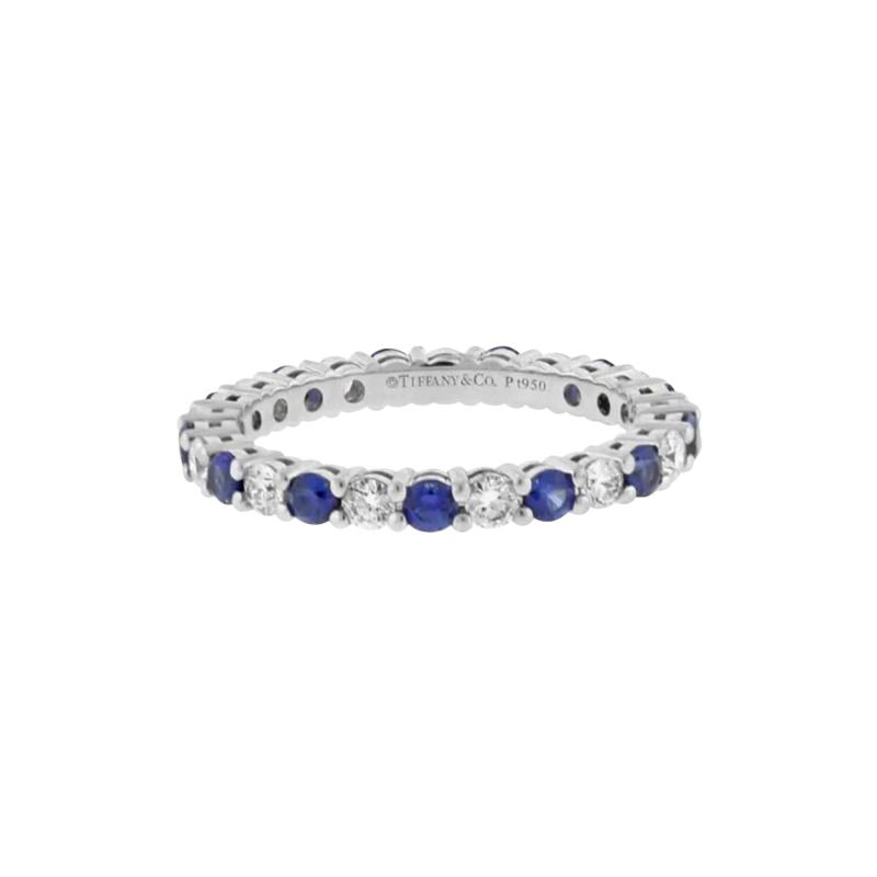  Tiffany Co TIFFANY CO SAPPHIRE AND DIAMOND EMBRACE BAND RING