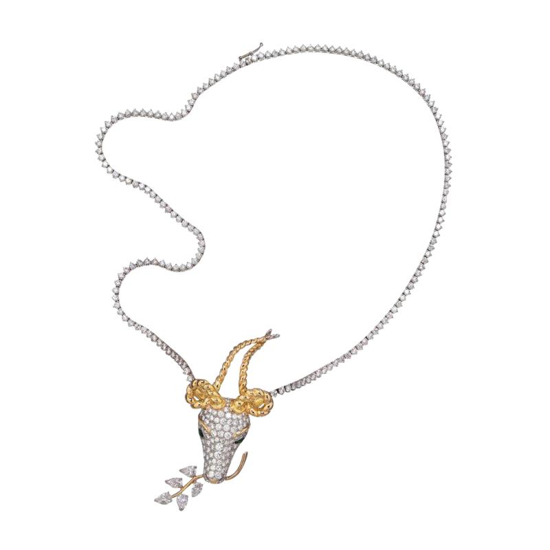  Tiffany Co TIFFANY CO SCHLUMBERGER DIAMOND GAZELLE PENDANT ON A DIAMOND NECKLACE