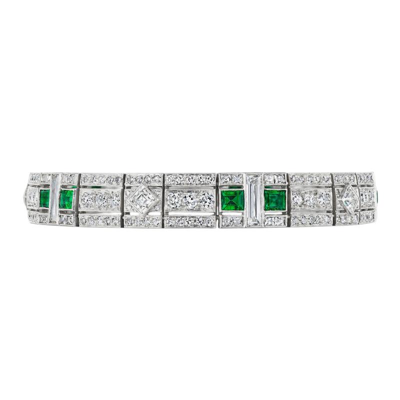  Tiffany Co Tiffany Co Art Deco Emerald and Diamond Bracelet