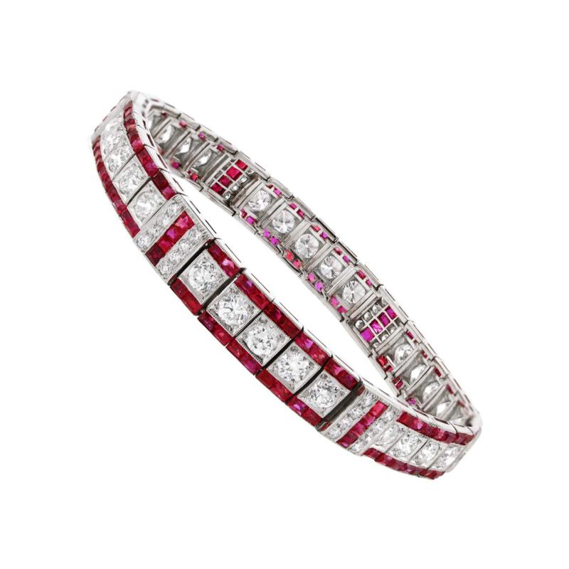  Tiffany Co Tiffany Co Burma Non Heated Ruby and Diamond Art Deco Bracelet