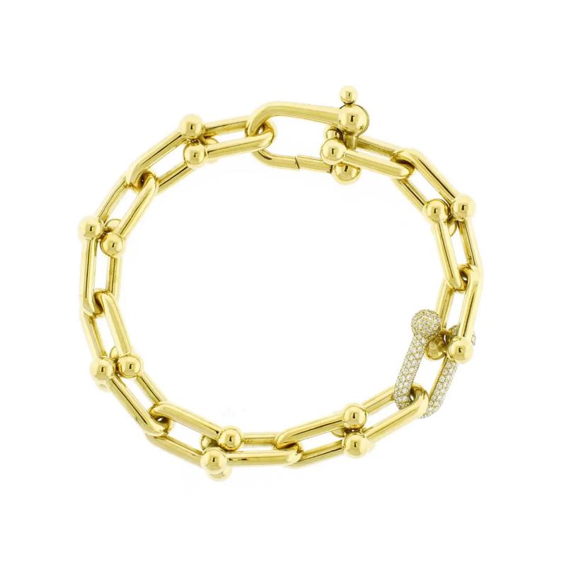  Tiffany Co Tiffany Co Hardware Yellow Gold Large Link Bracelet with Diamonds