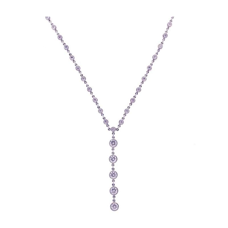  Tiffany Co Tiffany Co Jazz T Drop Diamond Platinum Necklace