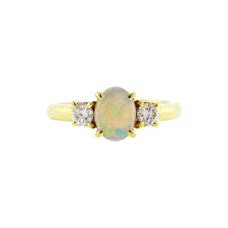  Tiffany Co Tiffany Co Oval Opal Diamond Ring in 18kt Gold