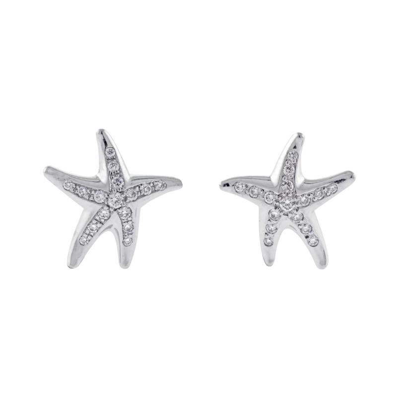  Tiffany Co Tiffany Co Platinum Diamond Elsa Peretti Starfish Earrings