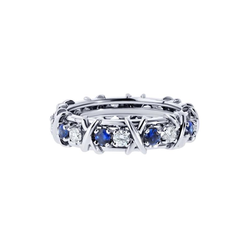  Tiffany Co Tiffany Co Platinum Sixteen Stone Sapphire And Diamond Wedding Band