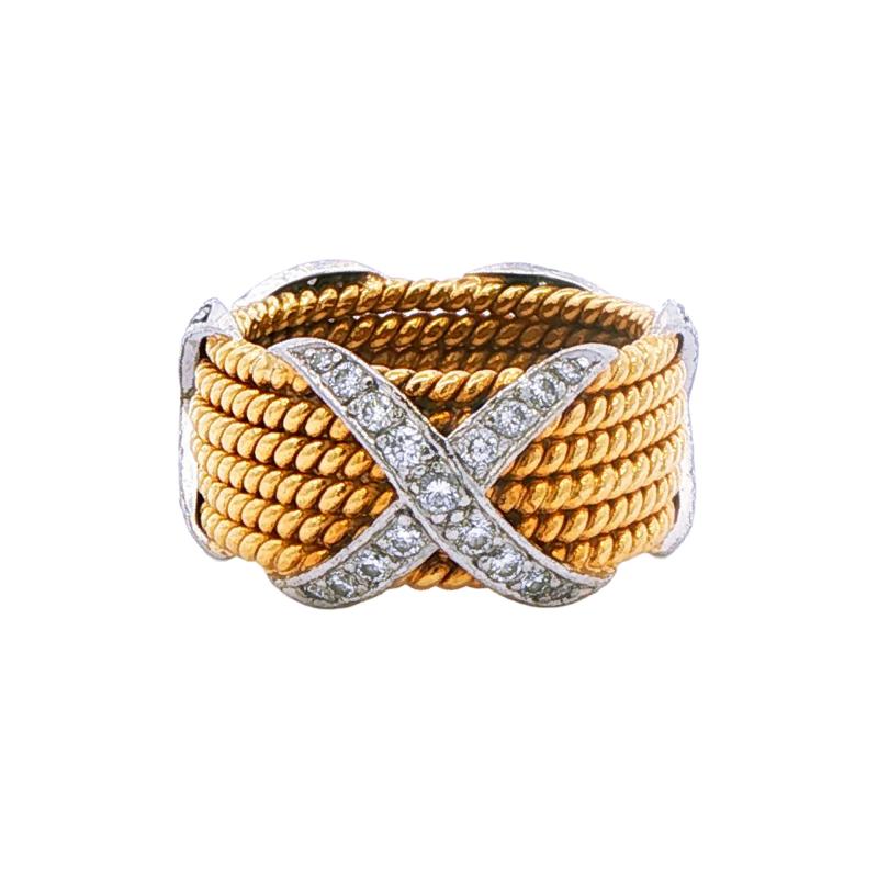  Tiffany Co Tiffany Co Schlumberger Diamond X 6 Row Rope Ring