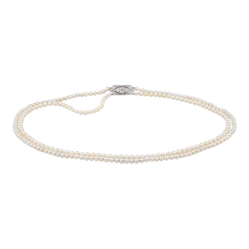  Tiffany Co Tiffany Co Signed GIA Certified Natural Saltwater Pearl Two Strand Necklace