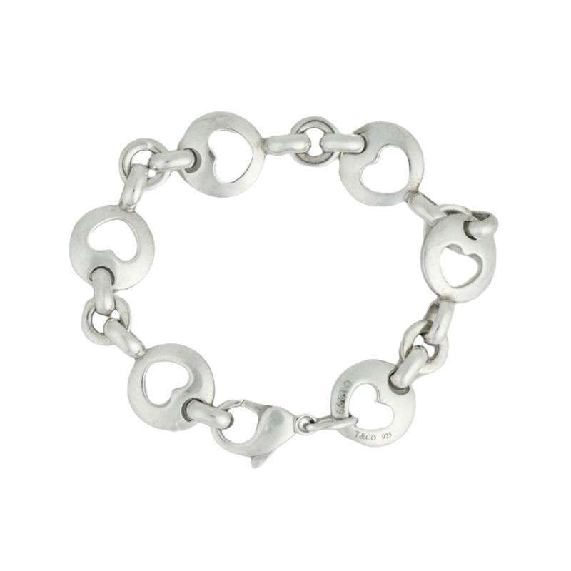  Tiffany Co Tiffany Co Sterling Silver Open Heart Link Bracelet