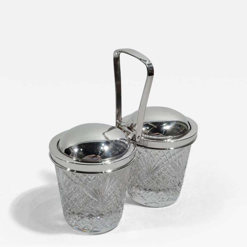  Tiffany Co Tiffany Old Fashioned Sterling Silver and Glass Double Jam Jar