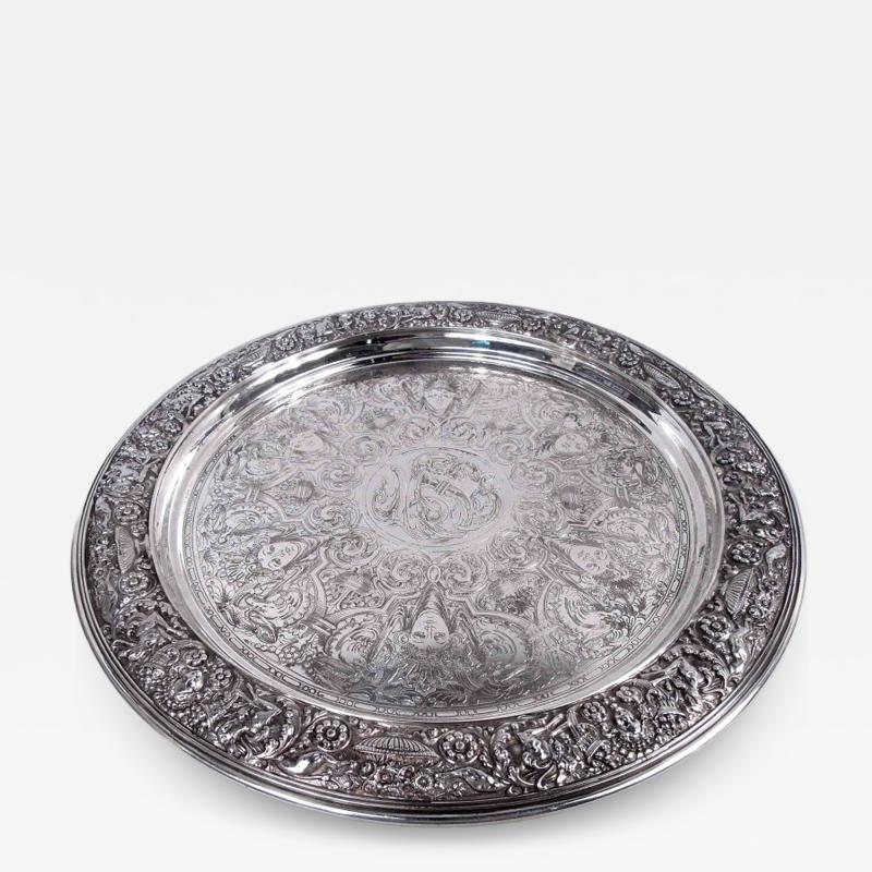  Tiffany Co Tiffany Sterling Silver Tray in Historic Beaux Arts Olympian Pattern
