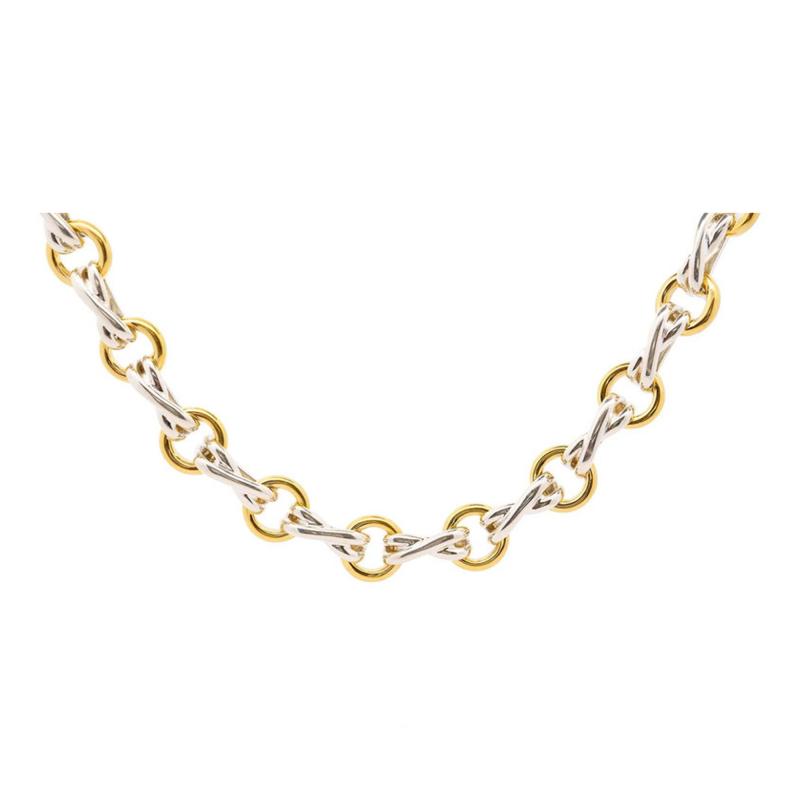  Tiffany Co Vintage Tiffany Co and Paloma Picasso Dog Bone 18K Gold and Silver Link Chain