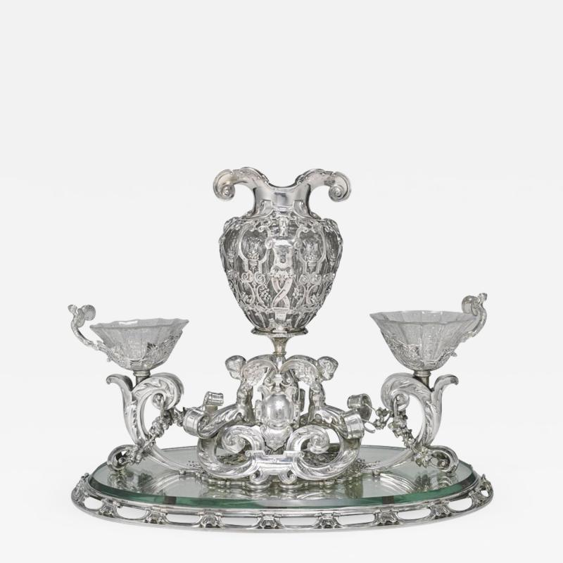  Tiffany and Co Paulding Farnham for Tiffany Co Silver Glass Renaissance Revival Centerpiece