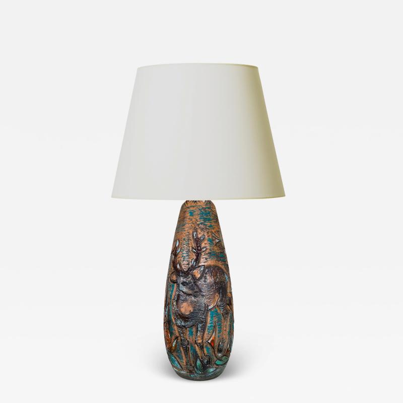  Tilgman KeramiK Monumental Table Lamp with Deer Design by Tilgmans