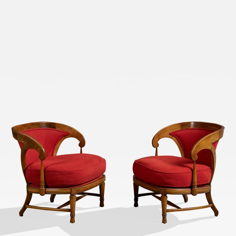  Tomlinson Tomlinson Lounge Chairs with Walnut Fabric USA 1960