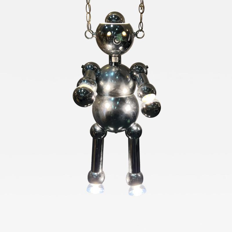  Torino Lamp Co MODERNIST CHROME ROBOT CHANDELIER BY TORINO