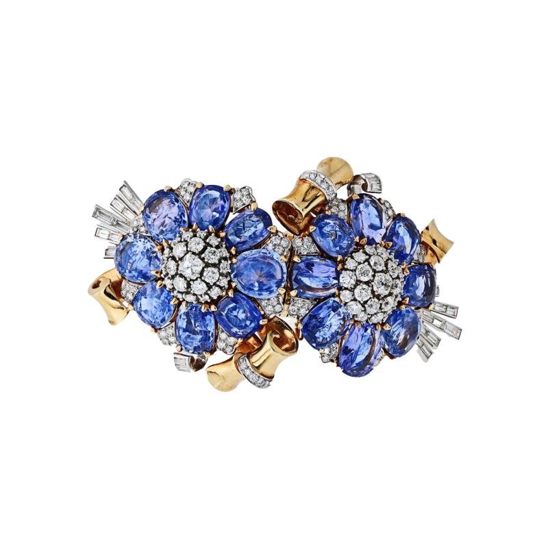  Trabert Hoeffer Mauboussin 18K YG Trabert and Hoeffer Mauboussin Sapphire And Diamond Retro Bracelet
