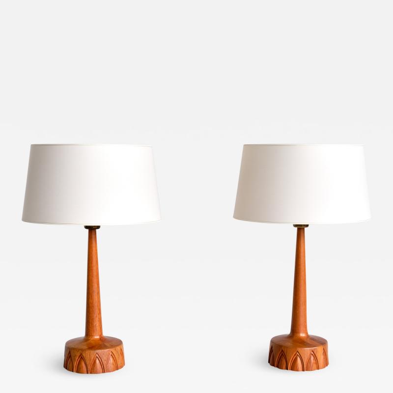  Tran s Stilarmatur AB Pair of Stilarmatur Tran s Table Lamps in Teak Sweden 1960s