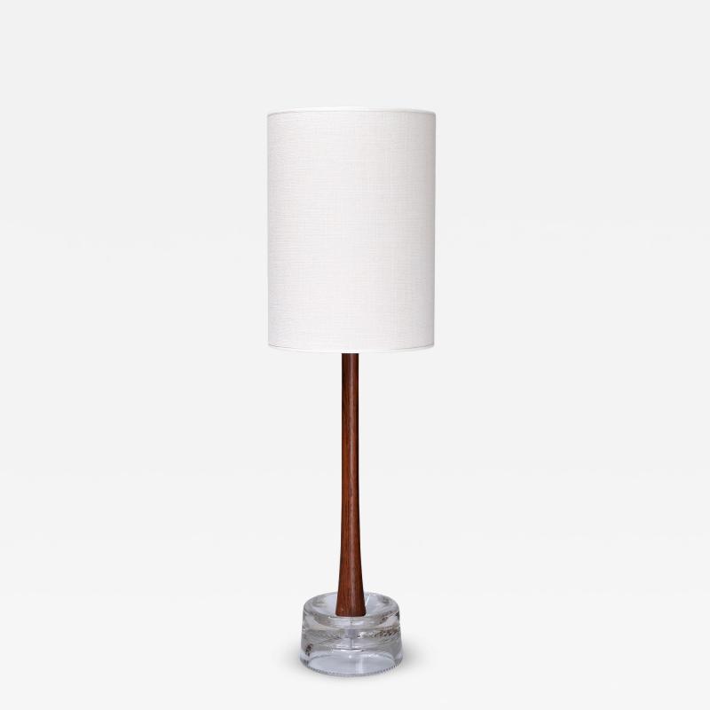  Tran s Stilarmatur AB Stilarmatur Tran s Table Lamp in Rosewood and Glass Sweden 1960s