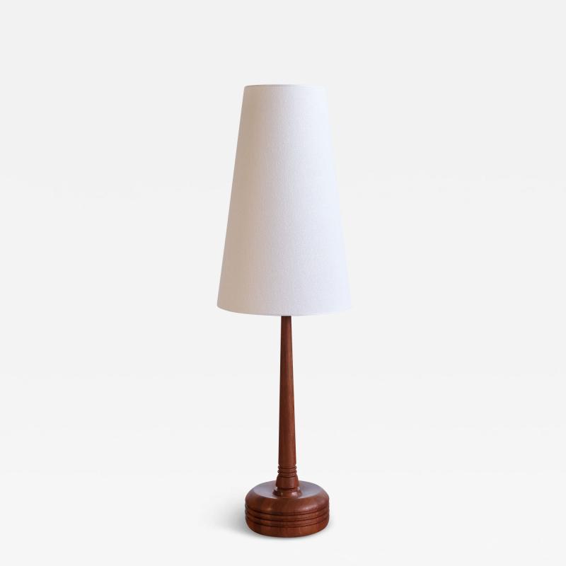  Tran s Stilarmatur AB Tall Stilarmatur Tran s Table Lamp in Teak Wood with Cone Shade Sweden 1960s