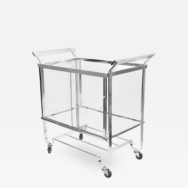  Treitel Gratz Art Deco Chrome Glass Bar Cart 1930s Treitel Gratz