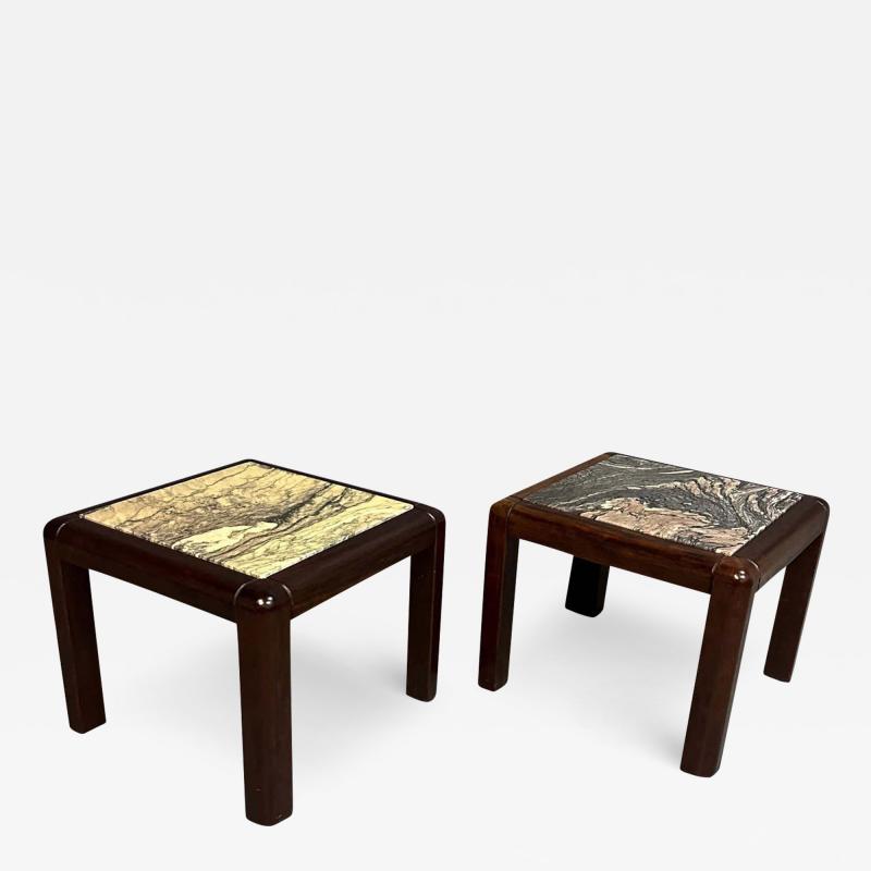  Trioh Mobler 1960s Danish Trioh Mobler Side Tables in Rosewood and Marble Mid Century