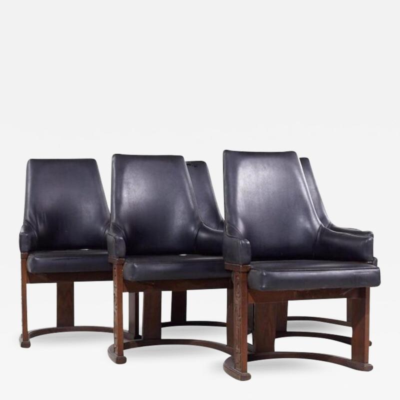  United Furniture Corporation United Furniture Mid Century Walnut Tiki Dining Chairs Set of 6