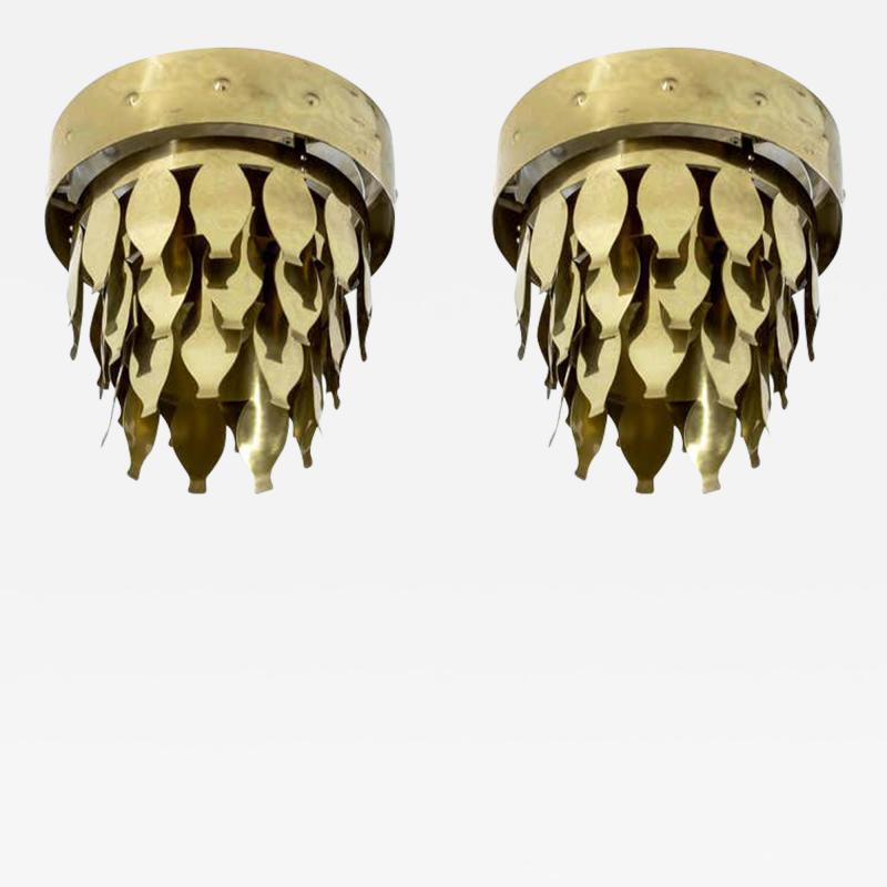  Uno Dahl n Pair of Scandinavian Flush Mount Ceiling Lights by Uno Dahl n Sweden 1970s