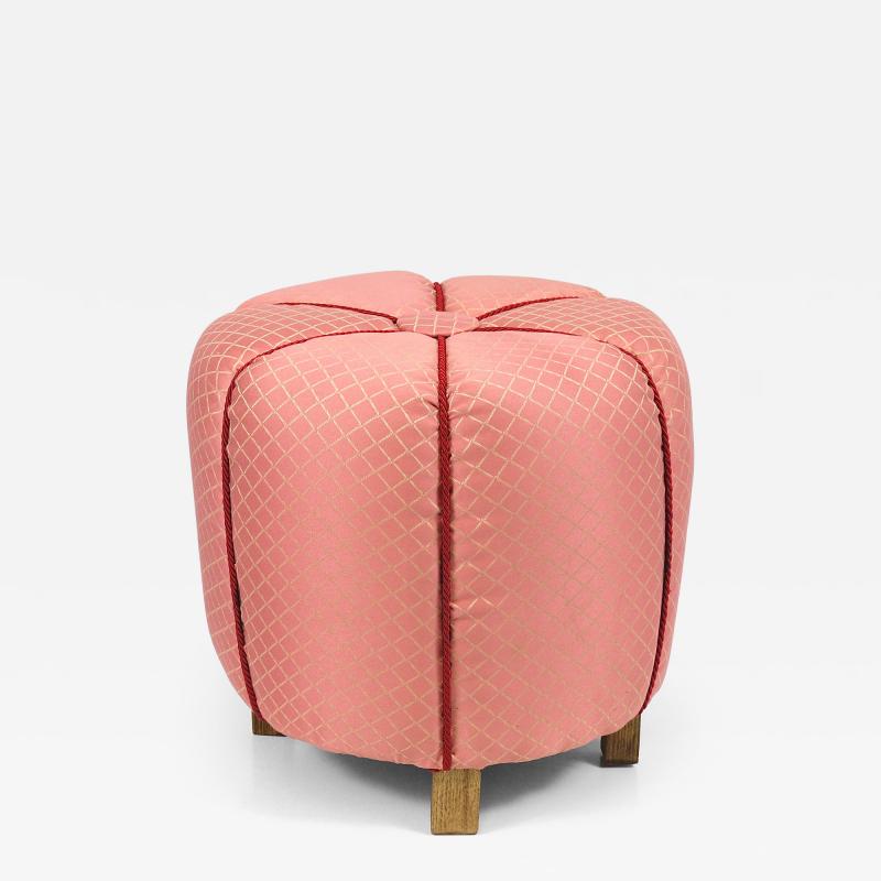  Up Z vody Pink Art Deco Stool Tabouret Pouf Ottoman Vienna Austria 1930s