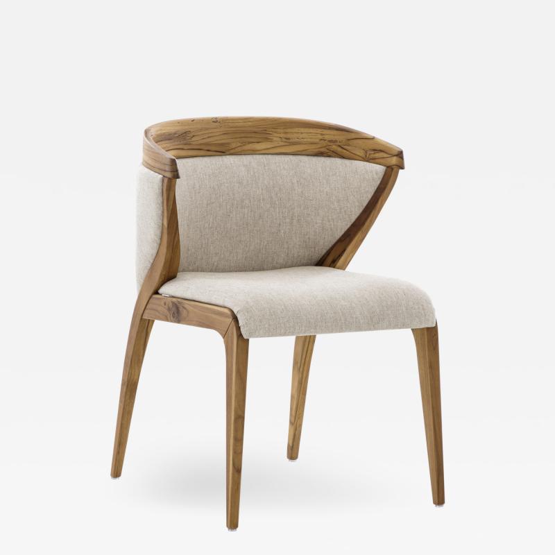  Uultis Design Mat Dining Chair in Teak and Ivory Fabric
