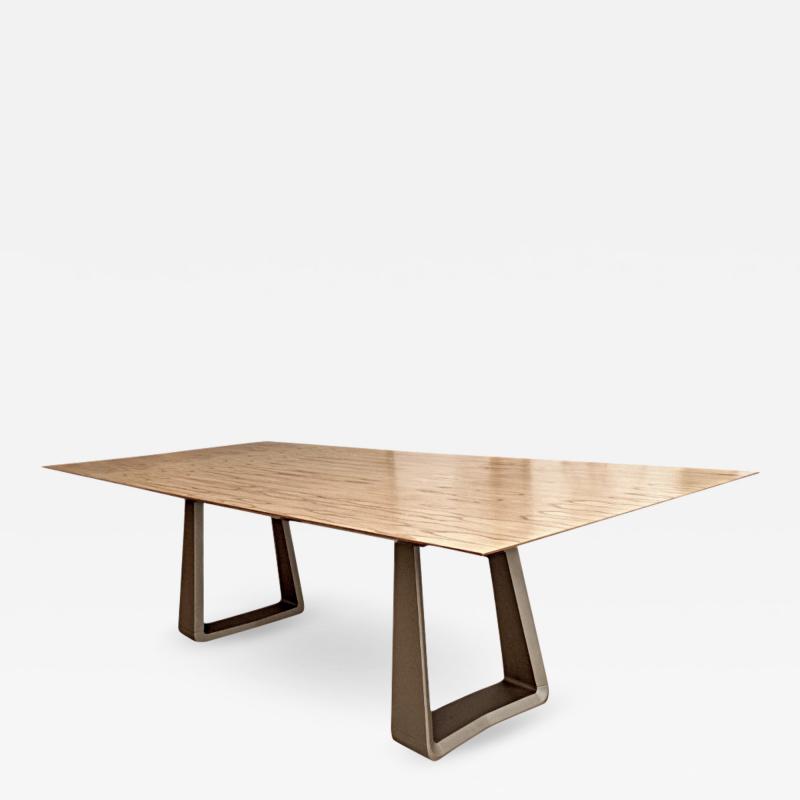  Uultis Design Wing Dining Table with Chinaberry Veneered Top and Chocolate Painted Base