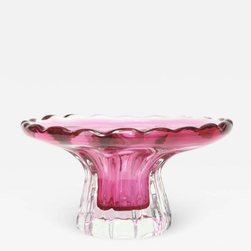  Val St Lambert Val Saint Lambert Pinkish red Blown Glass Vase by Val St Lambert 1970 Belgium