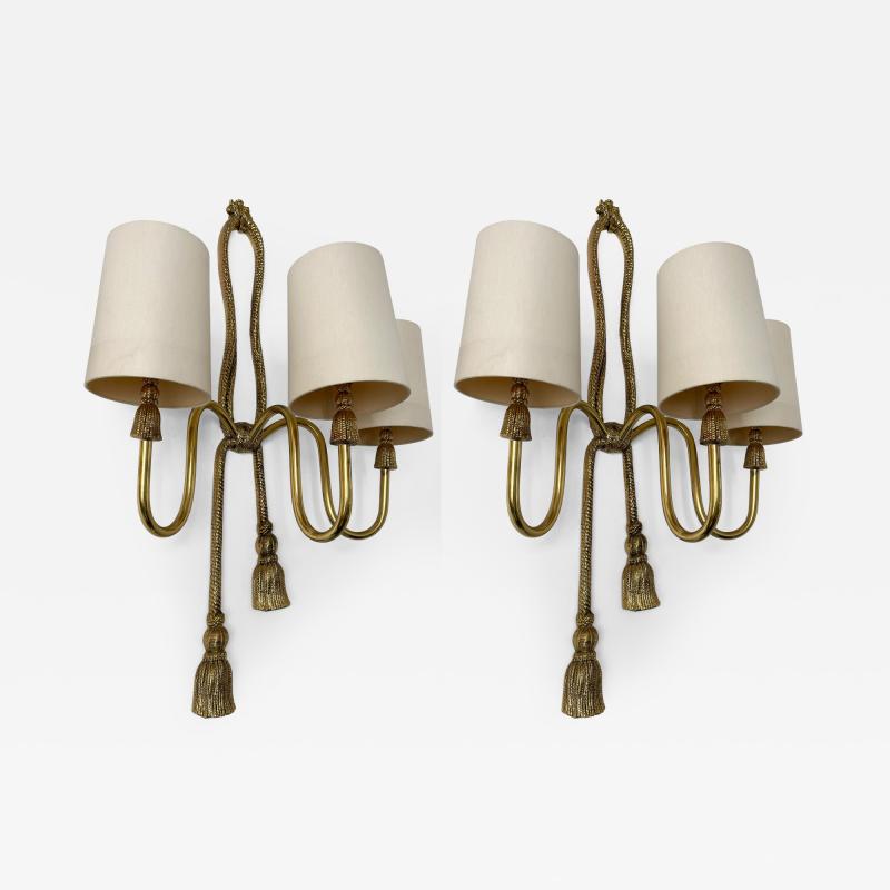  Valenti Spain Pair of Gilt Bronze and Brass Knot Sconces by Valenti Spain 1980s