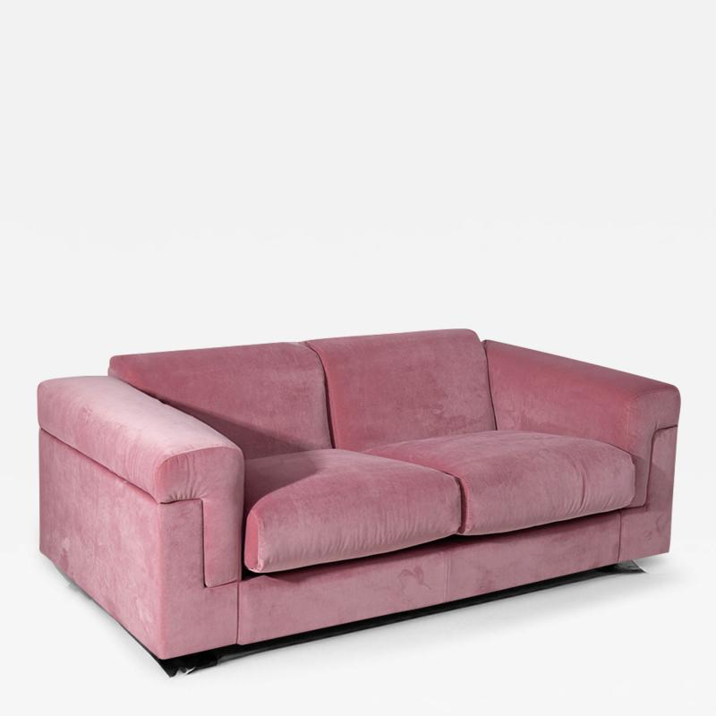  Valeria Borsani Alfredo Bonetti D120 Pink Velvet Sofa Valeria Borsani and Alfredo Bonetti for Tecno