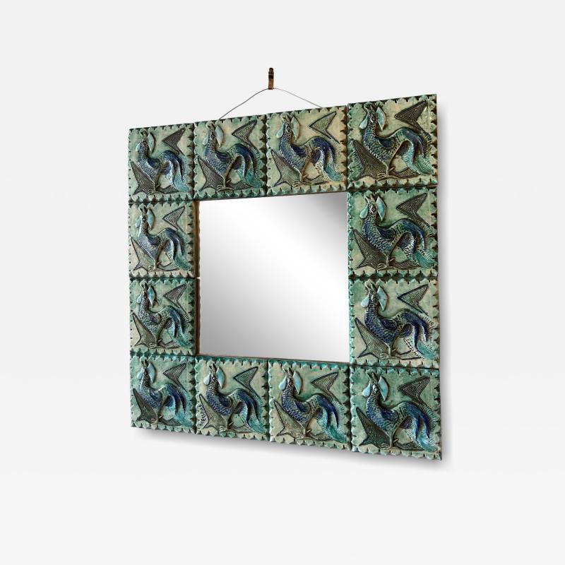  Vallauris Ceramic mirror Fernande Massart France Vallauris 1960s