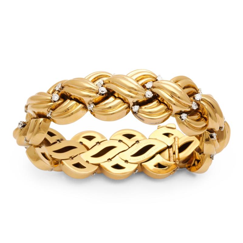  Van Cleef Arpels 18K Gold Diamond Bracelet by Van Cleef Arpels circa 1940s