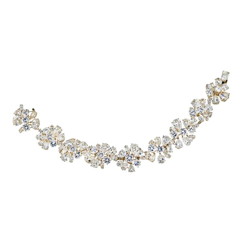  Van Cleef Arpels PLATINUM 18K YELLOW GOLD 47CTTW FANCY SHAPED FLORAL MOTIF DIAMOND BRACELET