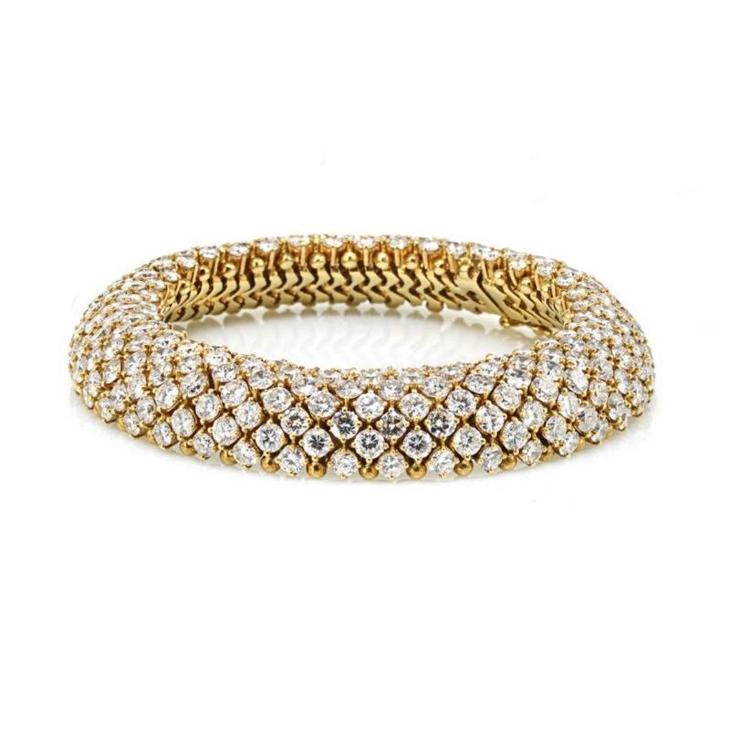 Van Cleef Arpels VAN CLEEF ARPELS 18K YELLOW GOLD 40 00CTTW MULTI ROW PAVE DIAMOND BRACELET