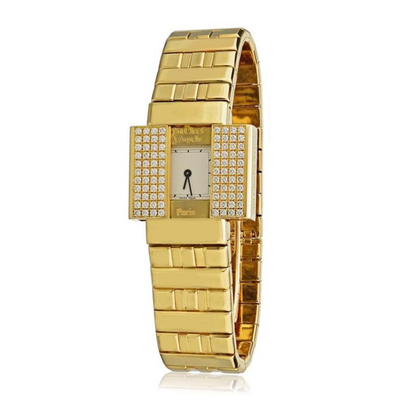  Van Cleef Arpels VAN CLEEF ARPELS 18K YELLOW GOLD DOMINO 39 DIAMOND BRACELET HIDDEN WATCH