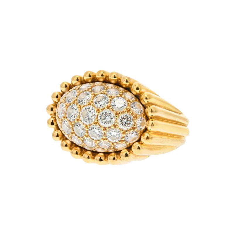  Van Cleef Arpels VAN CLEEF ARPELS 18K YELLOW GOLD PERLEE PAVE DIAMOND RING