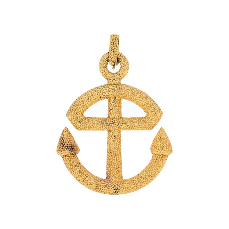  Van Cleef Arpels VAN CLEEF ARPELS 18K YELLOW GOLD TEXTURED ANCHOR PENDANT