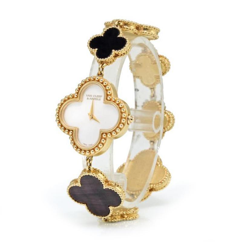  Van Cleef Arpels VAN CLEEF ARPELS ALHAMBRA 18K YELLOW GOLD MOTHER OF PEARL WATCH