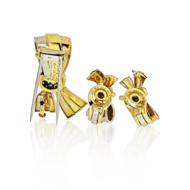 Van Cleef & Arpels - VAN CLEEF & ARPELS BOW 18K TRI COLOR EARRINGS AND ...