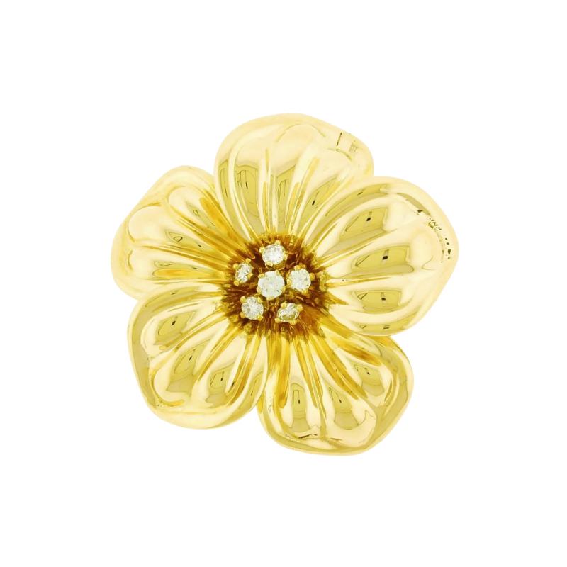  Van Cleef Arpels VAN CLEEF ARPELS DIAMOND 18 KARAT GOLD MAGNOLIA BROOCH