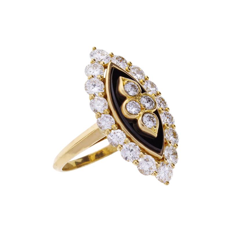  Van Cleef Arpels VAN CLEEF ARPELS ONYX DIAMOND NAVETTE SHAPED RING