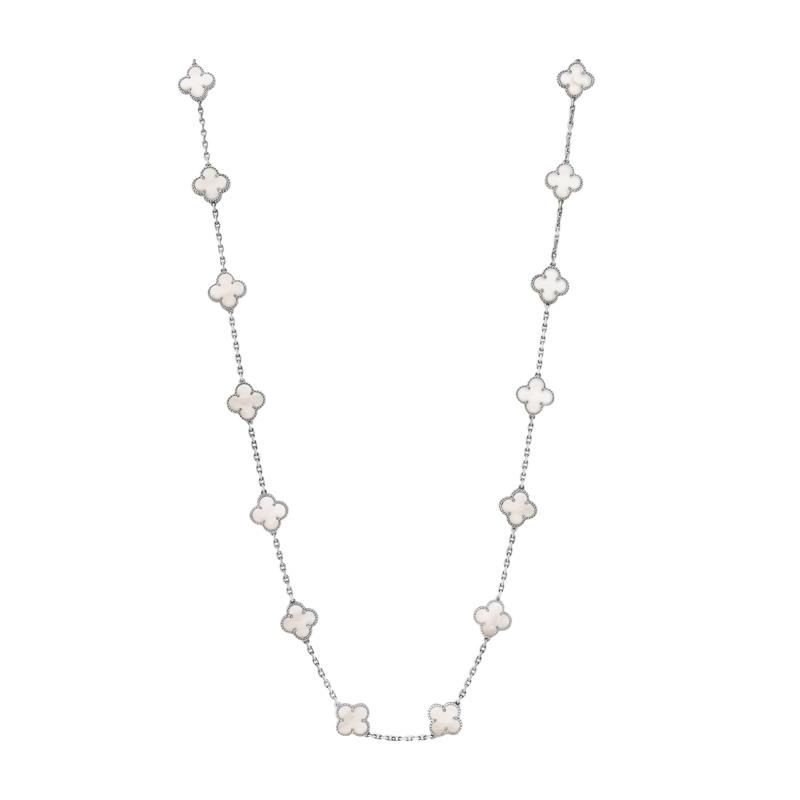  Van Cleef Arpels VAN CLEEF ARPELS VINTAGE MOTHER OF PEARL ALHAMBRA 20 MOTIFS LONG NECKLACE