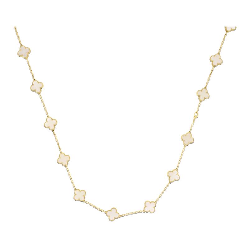  Van Cleef Arpels VCA Vintage Alhambra 20 Motif Necklace in 18kt Yellow Gold with Mother of Pearl